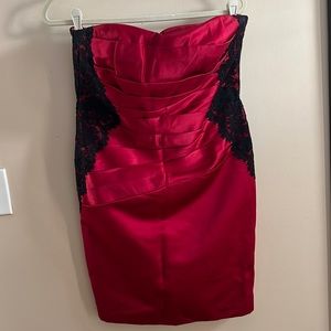 Red and lace David’s Bridal dress worn once